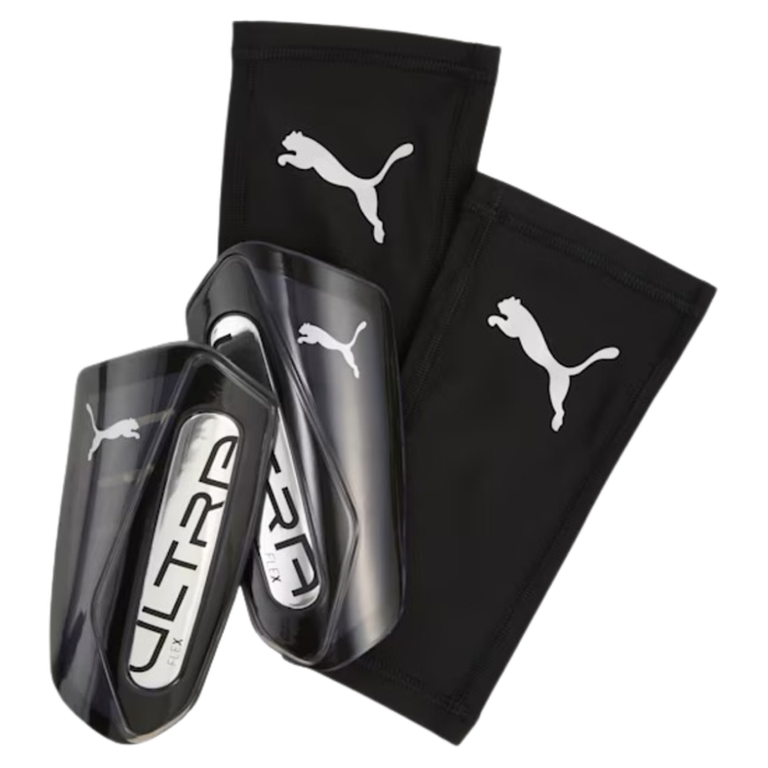 Puma Ultra Flex Sleeve Shinguards (Black/Silver)