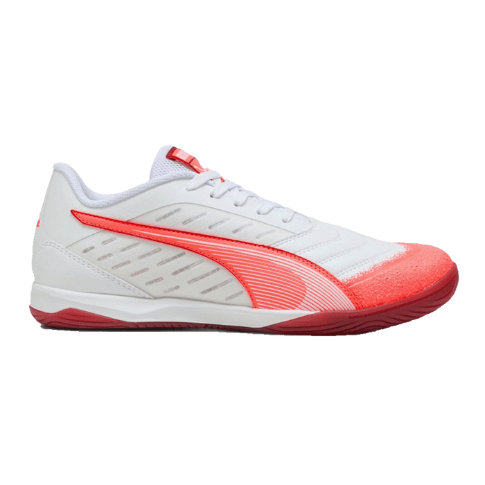 Puma Ibero IV IN Football Shoes (White/Glowing Red/Dark Crimson)