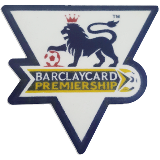 Official Premier League sleeve patches shown across seasons from 1993 to current
