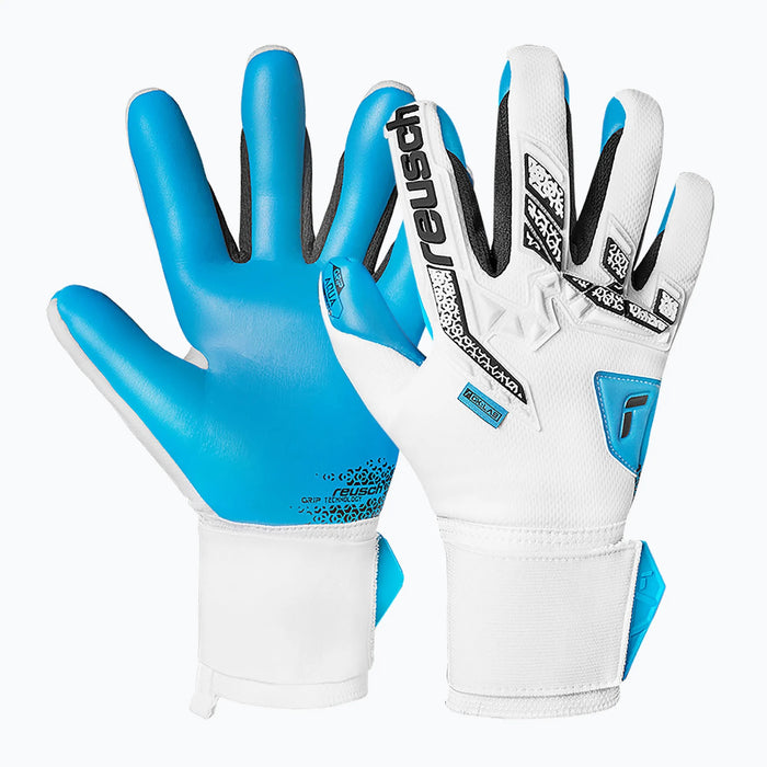 Reusch Attrakt Freegel Aqua GK Gloves (White/Black/Aqua Blue)