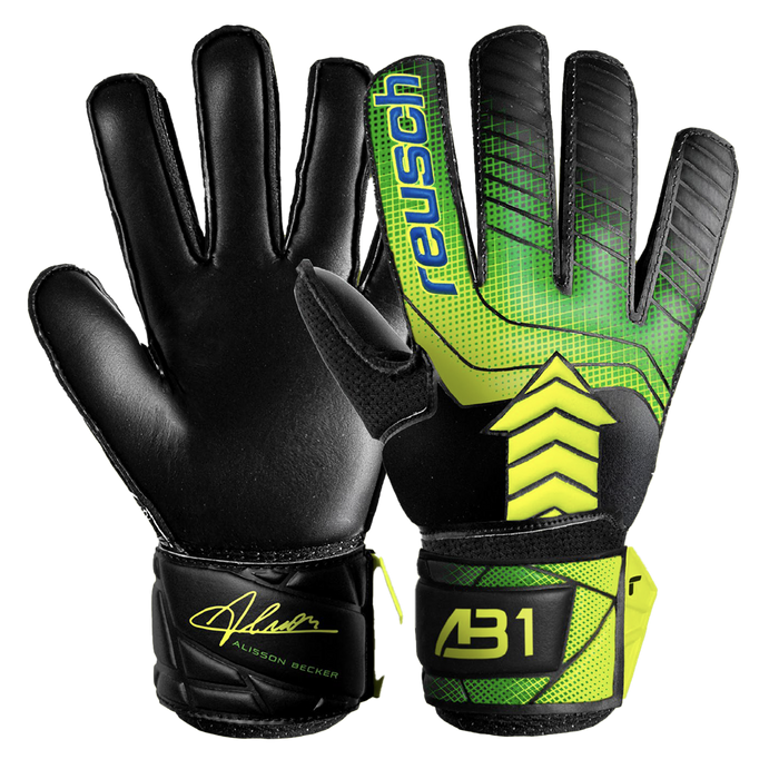 Reusch Attrakt AB1 Solid Junior GK Glove (Black/Safety Yellow/Black)