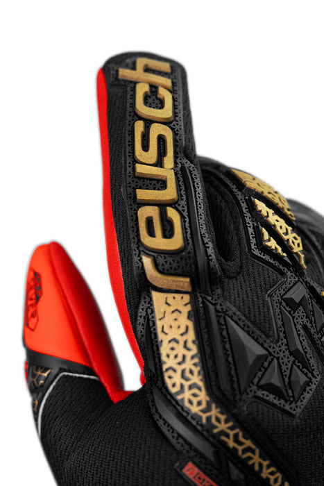 Reusch Attrakt Freegel Silver GK Gloves (Black/Gold/Fiery Red)