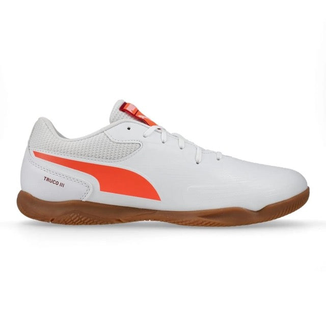 Puma Truco III IN Indoor Football Shoes (White/Glowing Red/Dark Crimson)