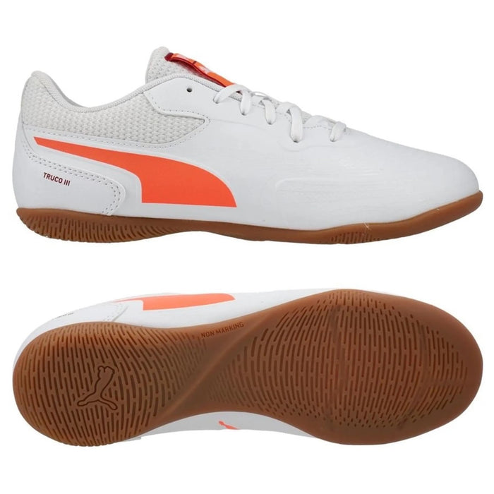 Puma Truco III Jnr IN Indoor Football Shoes (White/Glowing Red/Dark Crimson)