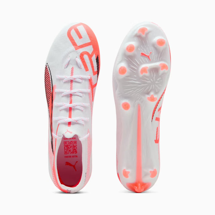 Puma Ultra 5 Pro FG/AG Football Boots (White/Black/Glowing Red)