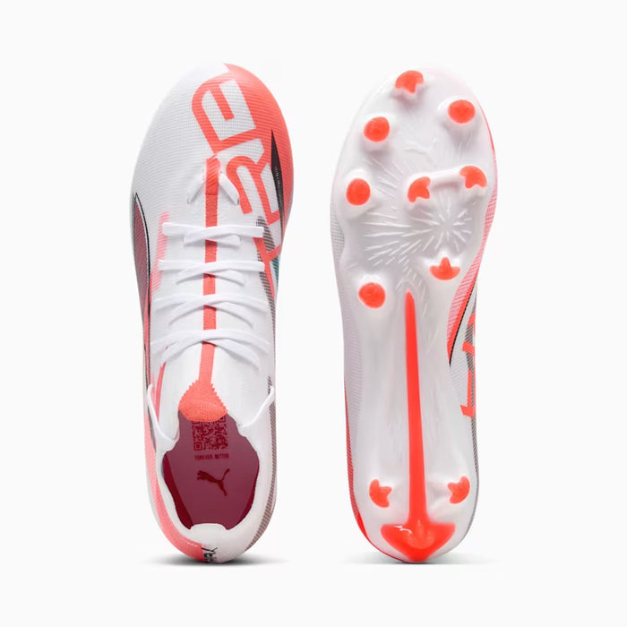 Puma Ultra 5 Match+ FG/AG Women's Football Boots (White/Black/Glowing Red)