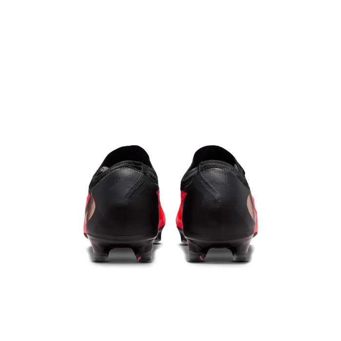 Nike Phantom 6 Low Pro FG football boot in bright crimson, blur and black - heel view