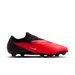 Nike Phantom 6 Low Pro FG football boot in bright crimson, blur and black - side view with laces