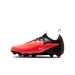 Nike Jr. Phantom 6 Low Academy FG/MG junior football boot in bright crimson, blur and black - inner side profile