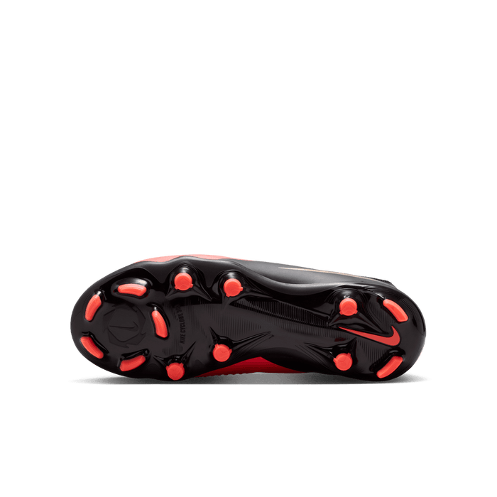 Nike Jr. Phantom 6 Low Academy FG/MG junior football boot in bright crimson, blur and black - FG/MG outsole and studs