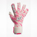 The One Glove OG1 Amped goalkeeper glove in white and hot pink, backhand view