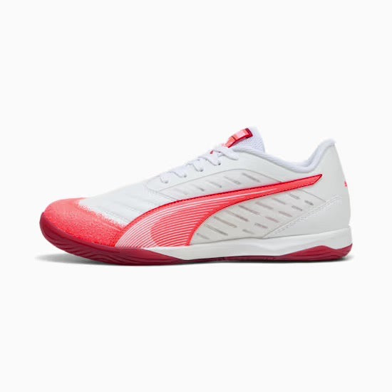 Puma Ibero IV IN Football Shoes (White/Glowing Red/Dark Crimson)