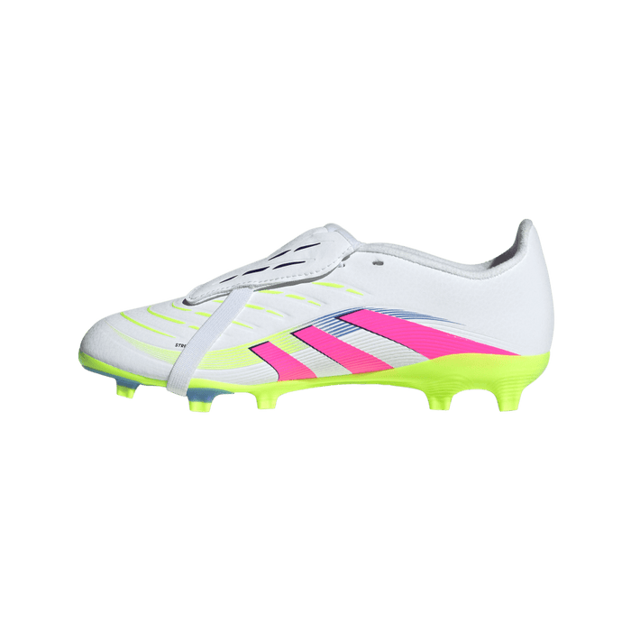 Adidas Predator League Fold-Over Tongue FG Jnr Football Boots (White/Lucid Pink/Lucid Lemon)