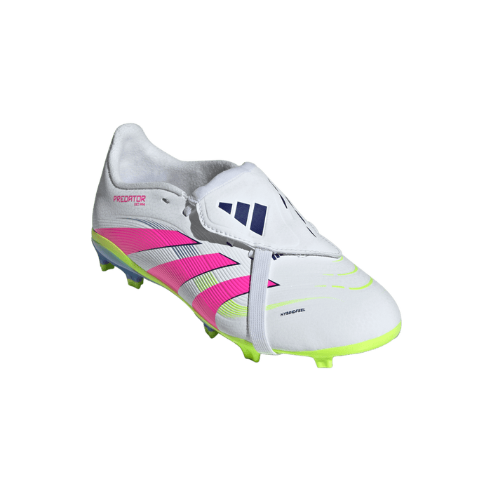 Adidas Predator League Fold-Over Tongue FG Jnr Football Boots (White/Lucid Pink/Lucid Lemon)