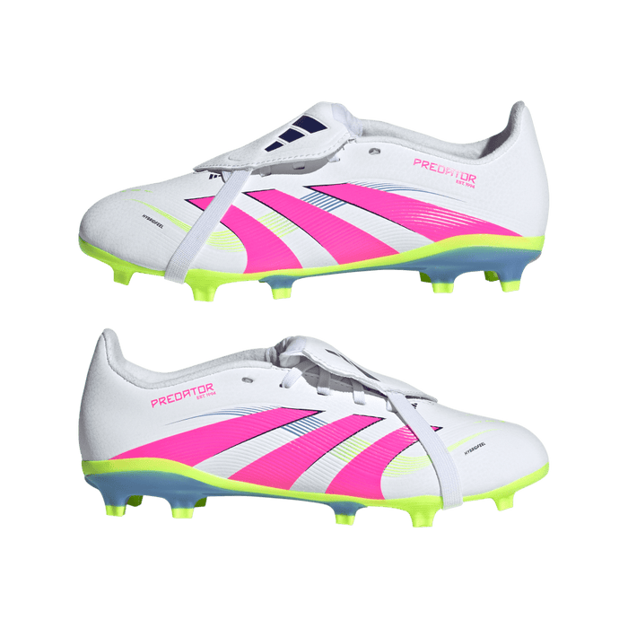 Adidas Predator League Fold-Over Tongue FG Jnr Football Boots (White/Lucid Pink/Lucid Lemon)