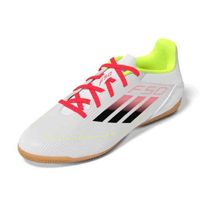 Adidas F50 Club IN Indoor Football Shoes (White/Black/Solar Yellow)