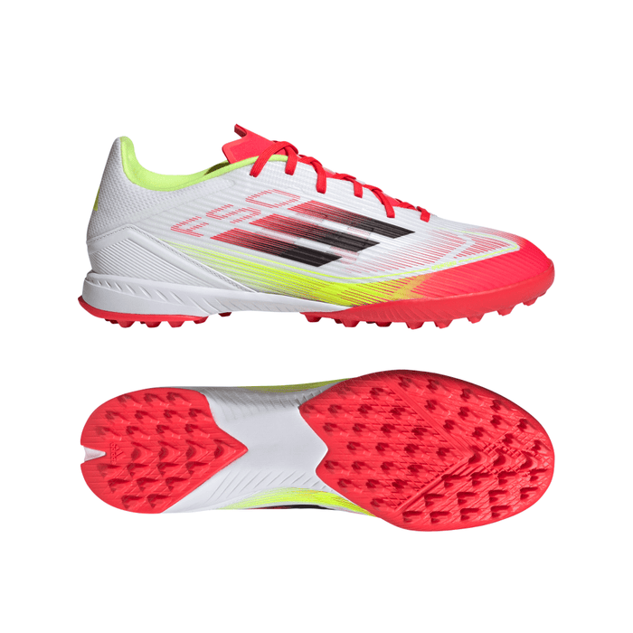 Adidas F50 League TF Turf Football Shoes (White/Black/Solar Yellow)