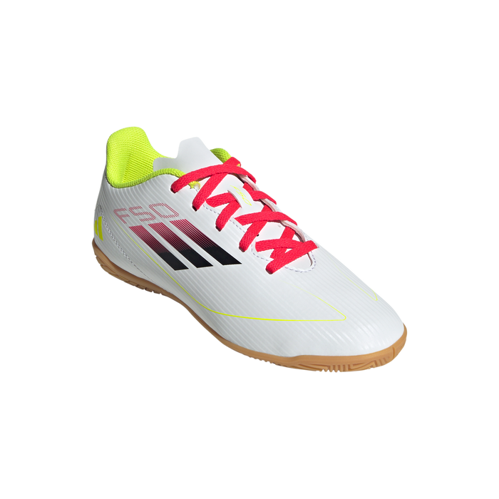 Adidas F50 Club Jnr IN Indoor Football Shoes (White/Black/Solar Yellow)