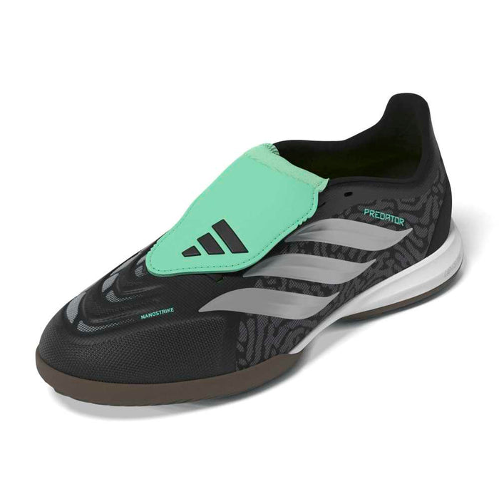 Adidas Predator League Fold-Over Tongue Indoor Junior Football Shoes (Core Black/Silver Metallic/Pulse Mint)