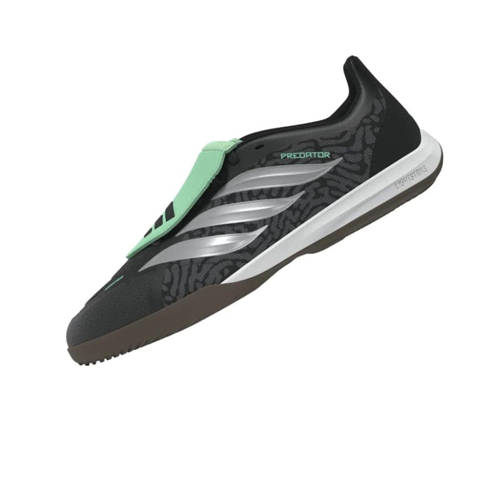 Adidas Predator League Fold-Over Tongue Indoor Junior Football Shoes (Core Black/Silver Metallic/Pulse Mint)