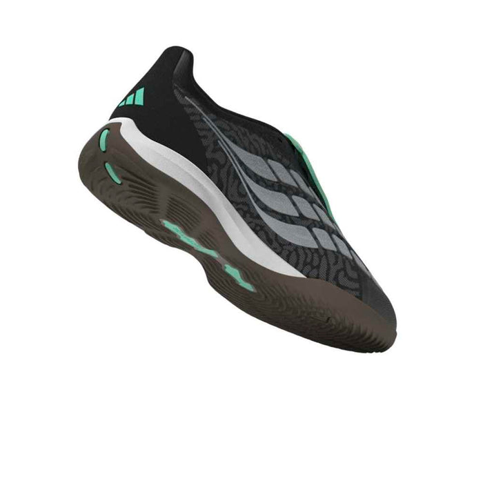Adidas Predator League Fold-Over Tongue Indoor Junior Football Shoes (Core Black/Silver Metallic/Pulse Mint)