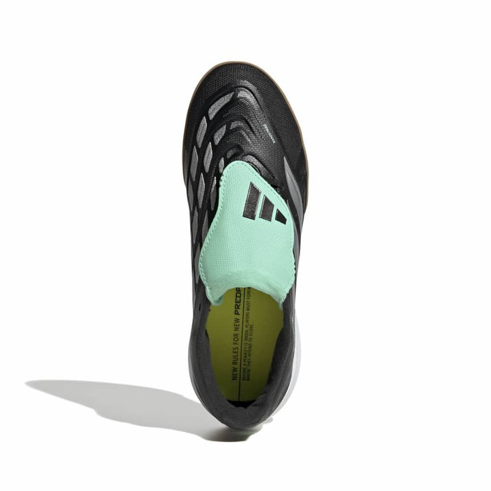 Adidas Predator League Fold-Over Tongue Indoor Junior Football Shoes (Core Black/Silver Metallic/Pulse Mint)