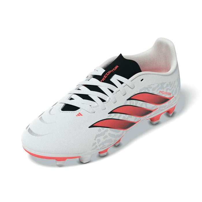 adidas Predator Club FG/MG junior football boot in white and solar turbo - side profile