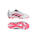 adidas Predator Club FG/MG junior football boot in white and solar turbo - side and sole angle