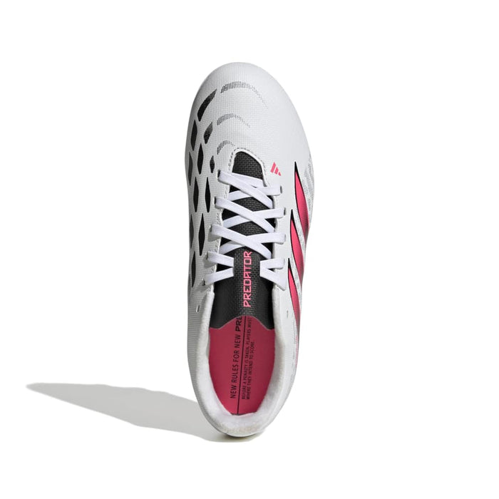 adidas Predator Club FG/MG junior football boot in white and solar turbo - top-down view