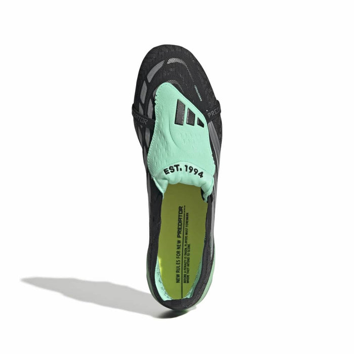 adidas Predator Elite Fold-Over Tongue FG football boot in core black, silver metallic and pulse mint