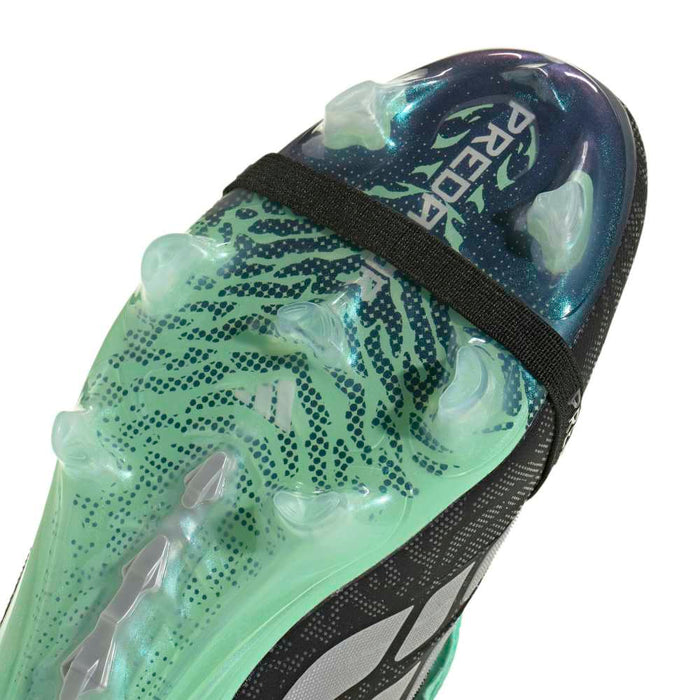 adidas Predator Elite Fold-Over Tongue FG football boot in core black, silver metallic and pulse mint