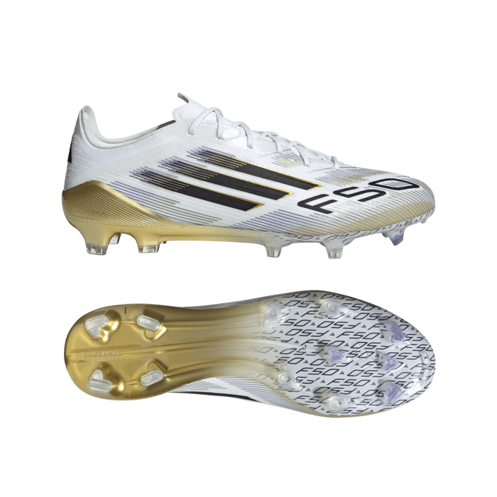 Adidas F50 Elite FG Football Boots (White/Black/Metallic Gold)