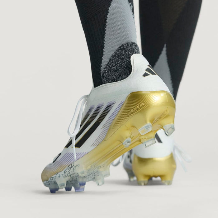 Adidas F50 Elite FG Football Boots (White/Black/Metallic Gold)