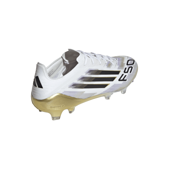 Adidas F50 Elite FG Football Boots (White/Black/Metallic Gold)