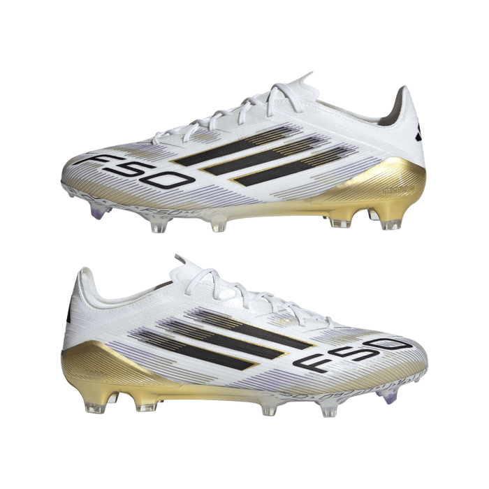 Adidas F50 Elite FG Football Boots (White/Black/Metallic Gold)