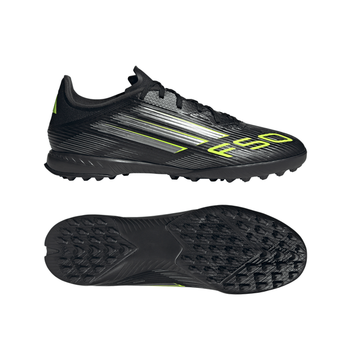 Adidas F50 League Turf Boots (Black/Iron Met./Lucid Lemon)