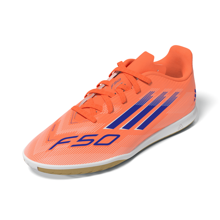 Adidas F50 League Jnr Indoor Football Shoes (Beam Orange/Lucid Blue/White)