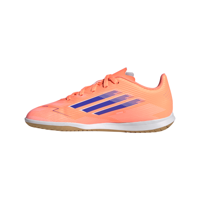 Adidas F50 League Jnr Indoor Football Shoes (Beam Orange/Lucid Blue/White)