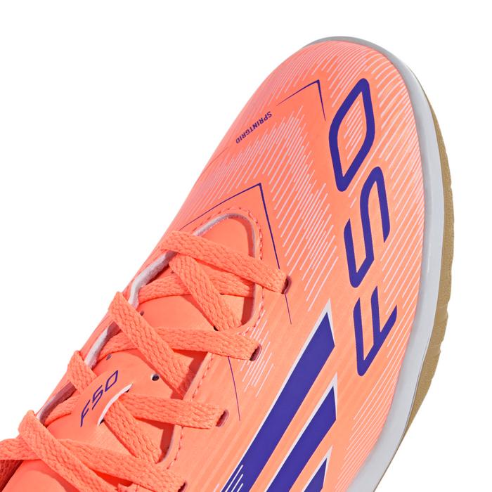 Adidas F50 League Jnr Indoor Football Shoes (Beam Orange/Lucid Blue/White)
