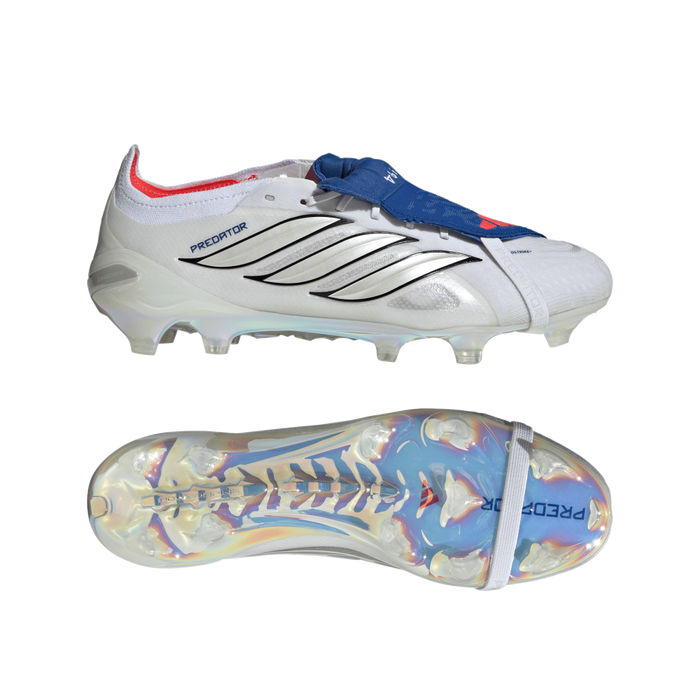 Adidas Predator Elite Fold-Over Tongue FG Football Boots (Cloud White/Zero Metallic/Royal Blue)