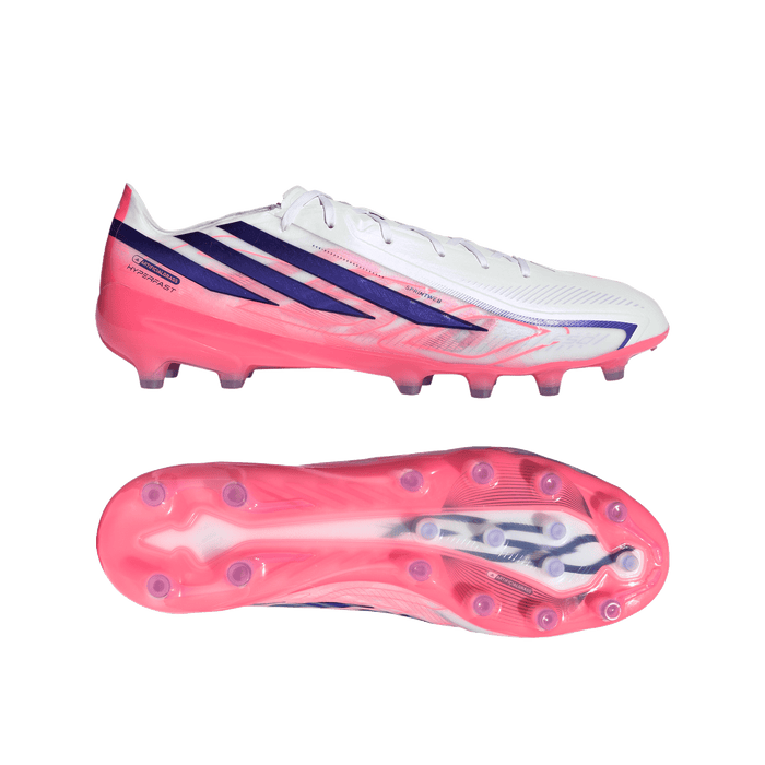 Adidas F50 Hyperfast Pro AG Football Boots (White/Solar Purple/Solar Turbo)