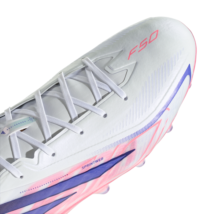 Adidas F50 Hyperfast Pro AG Football Boots (White/Solar Purple/Solar Turbo)