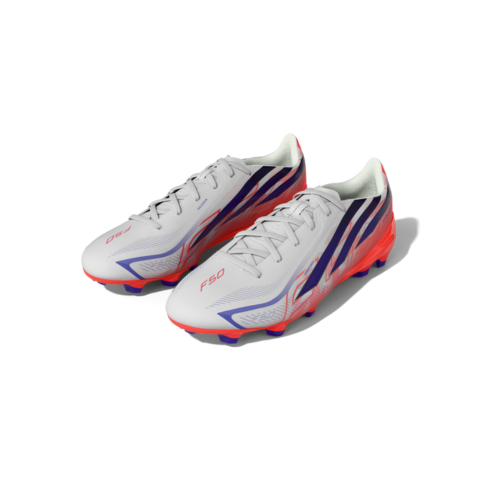 Adidas F50 Hyperfast League FG Football Boots (White / Solar Purple / Solar Turbo)