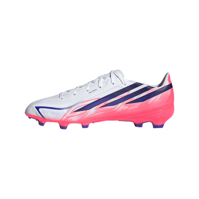 Adidas F50 Hyperfast League FG Football Boots (White / Solar Purple / Solar Turbo)