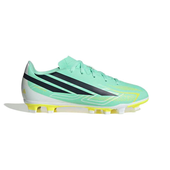 adidas F50 Hyperfast Club FG/MG junior football boot in Pulse Mint, Night Navy and Solar Lemon