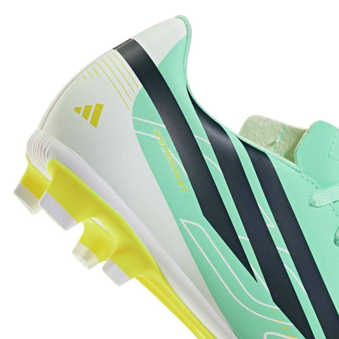 Adidas F50 Hyperfast Club FG/MG Junior Football Boots (Pulse Mint/Night Navy/Solar Lemon)