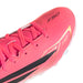 adidas F50 Hyperfast Club FG/MG junior football boot in solar turbo, black and gold - heel detail close-up