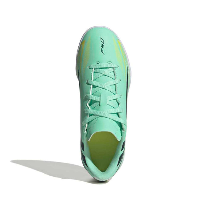 Adidas F50 Hyperfast Club Indoor Junior Football Shoes (Pulse Mint/Night Navy/Solar Lemon)