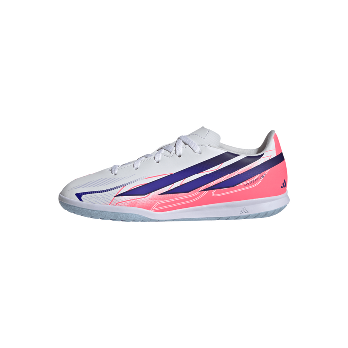 Adidas F50 Hyperfast Club Indoor Jnr Football Shoes (White / Solar Purple / Solar Turbo)