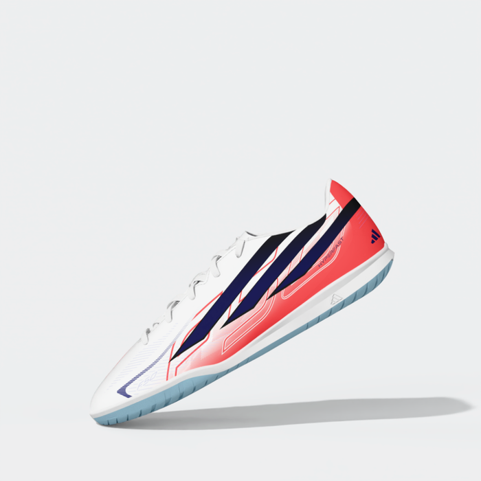 Adidas F50 Hyperfast Club Indoor Jnr Football Shoes (White / Solar Purple / Solar Turbo)